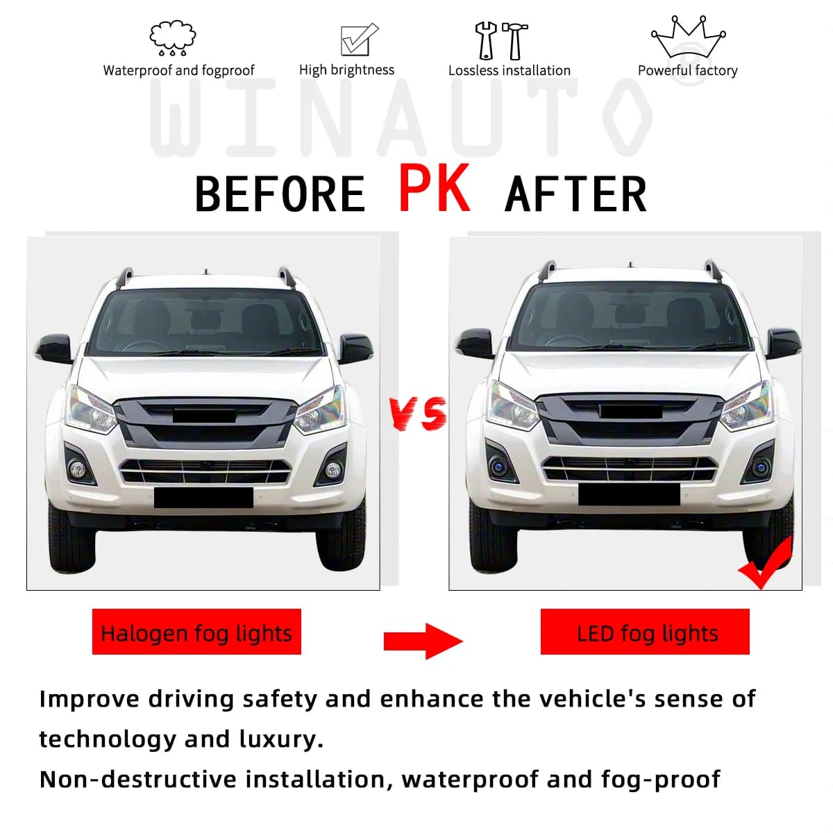 isuzu d max 2016 2017 2018 halogen to led fog light conversion
