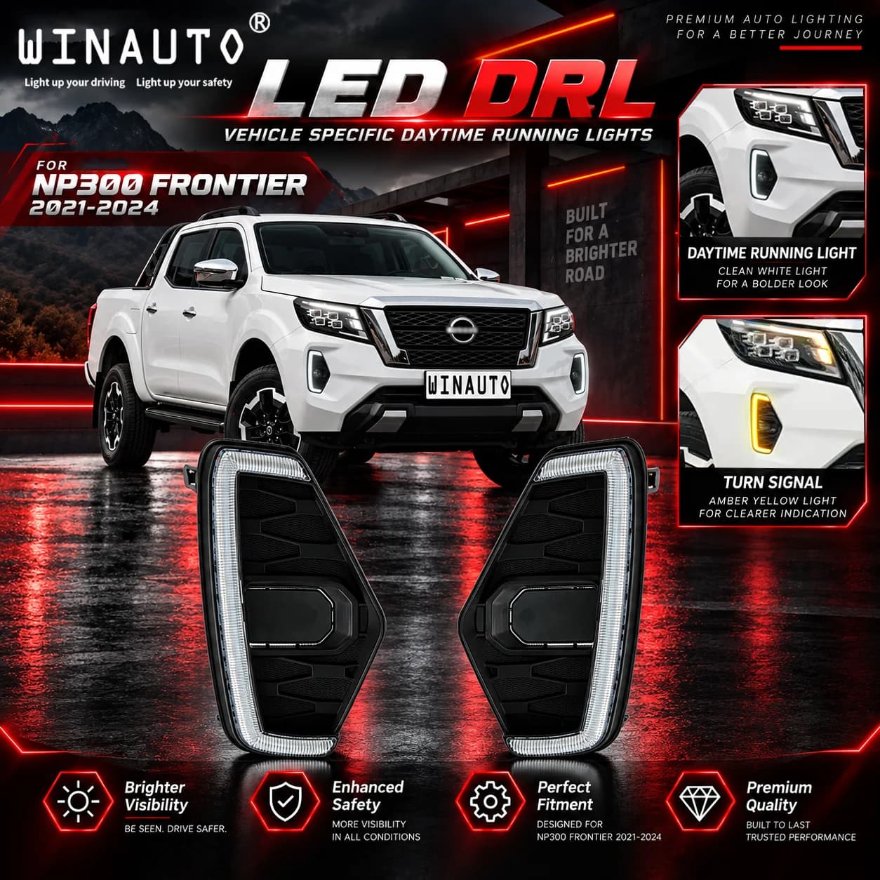 nissan np300 frontier 2021 2024 led daytime running light banner