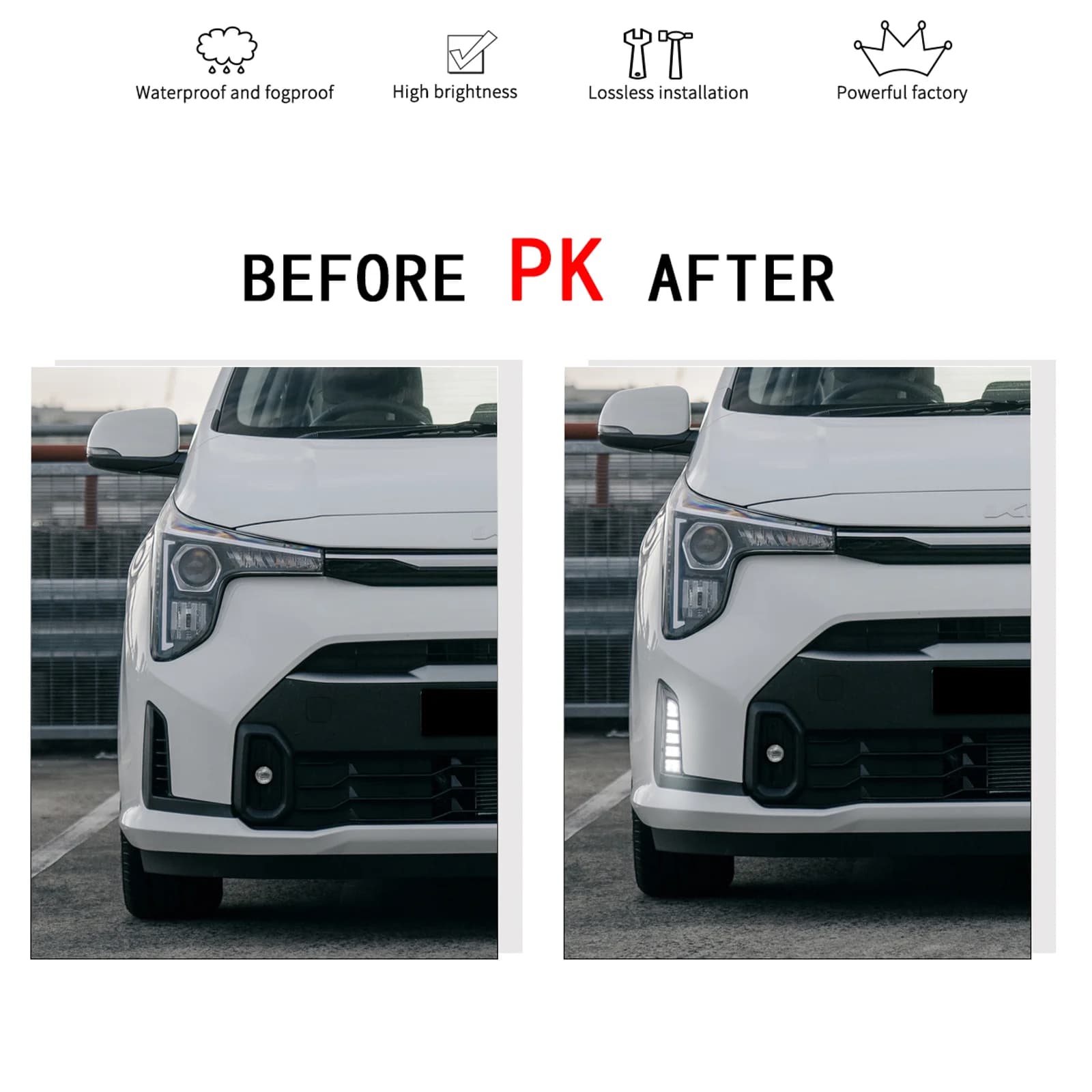 kia picanto morning 2024 2026 drl installation before after