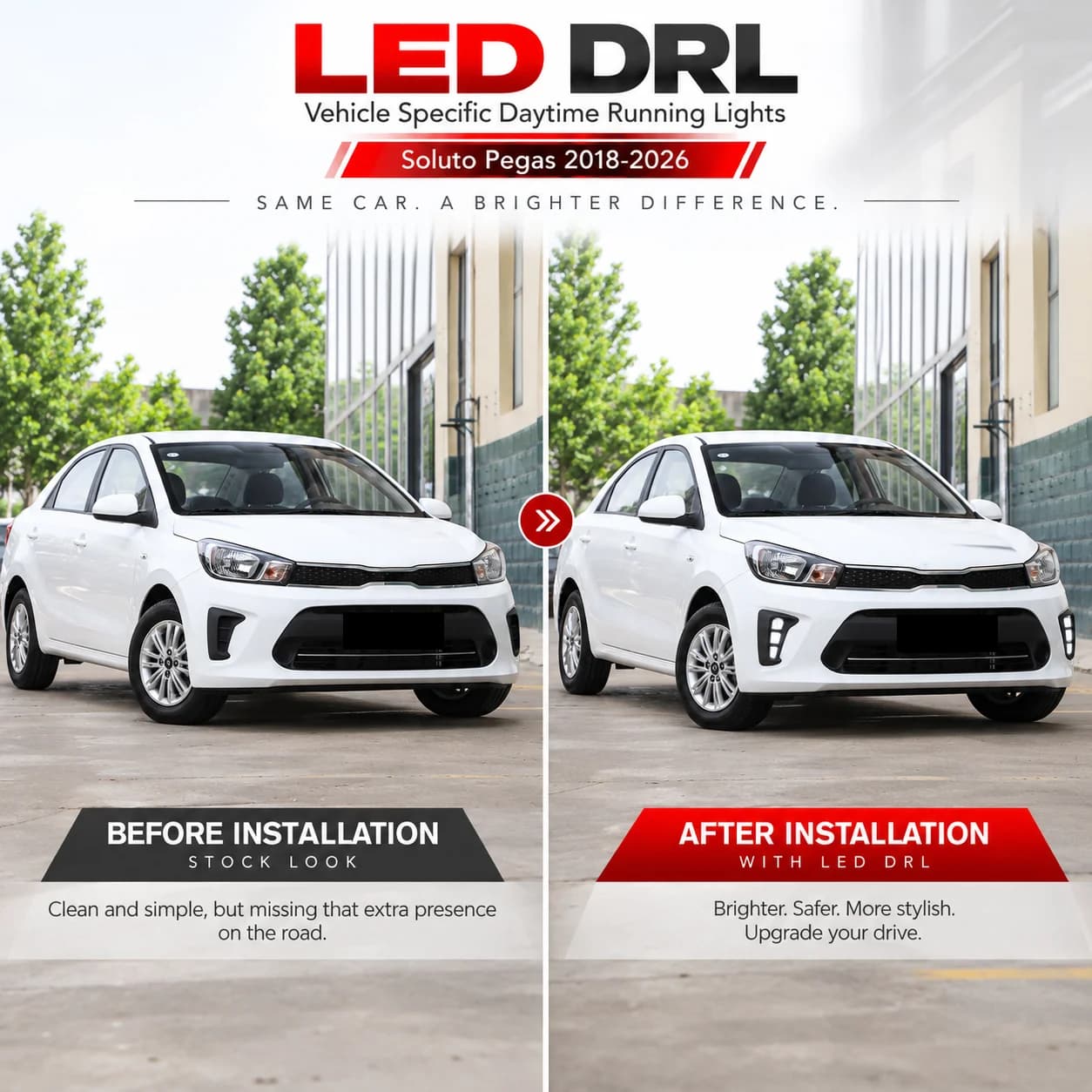 winauto kia soluto pegas led drl before after installation