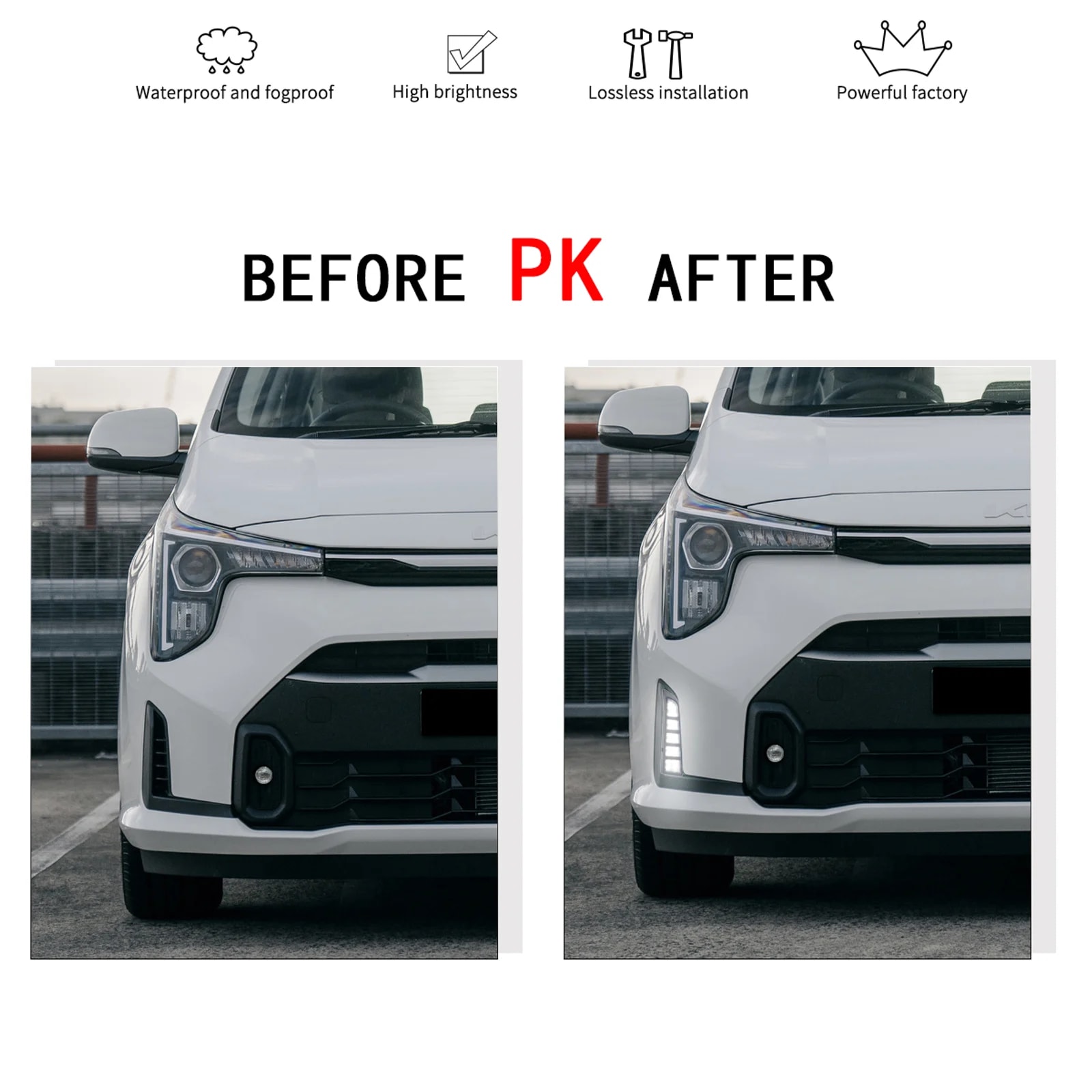 kia picanto morning 2024 2026 drl installation before after