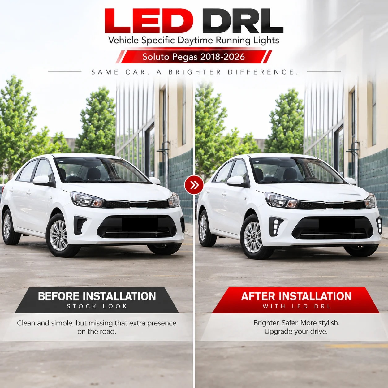winauto kia soluto pegas led drl before after installation