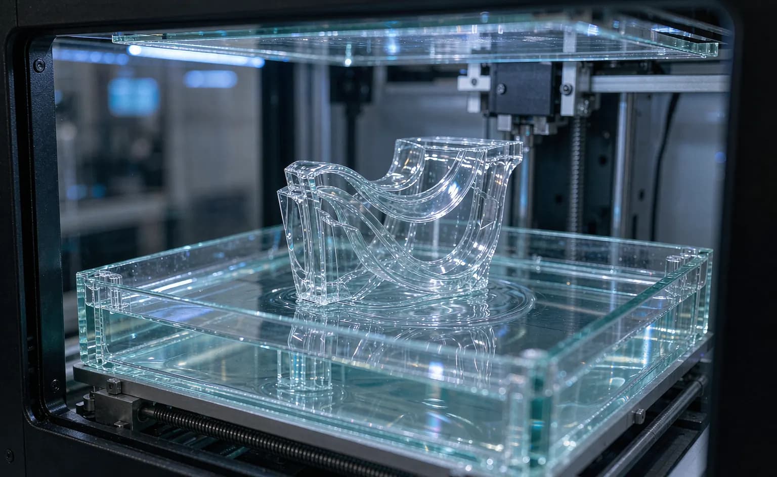 SLA 3D printer producing a transparent optical light guide for automotive fog light prototyping