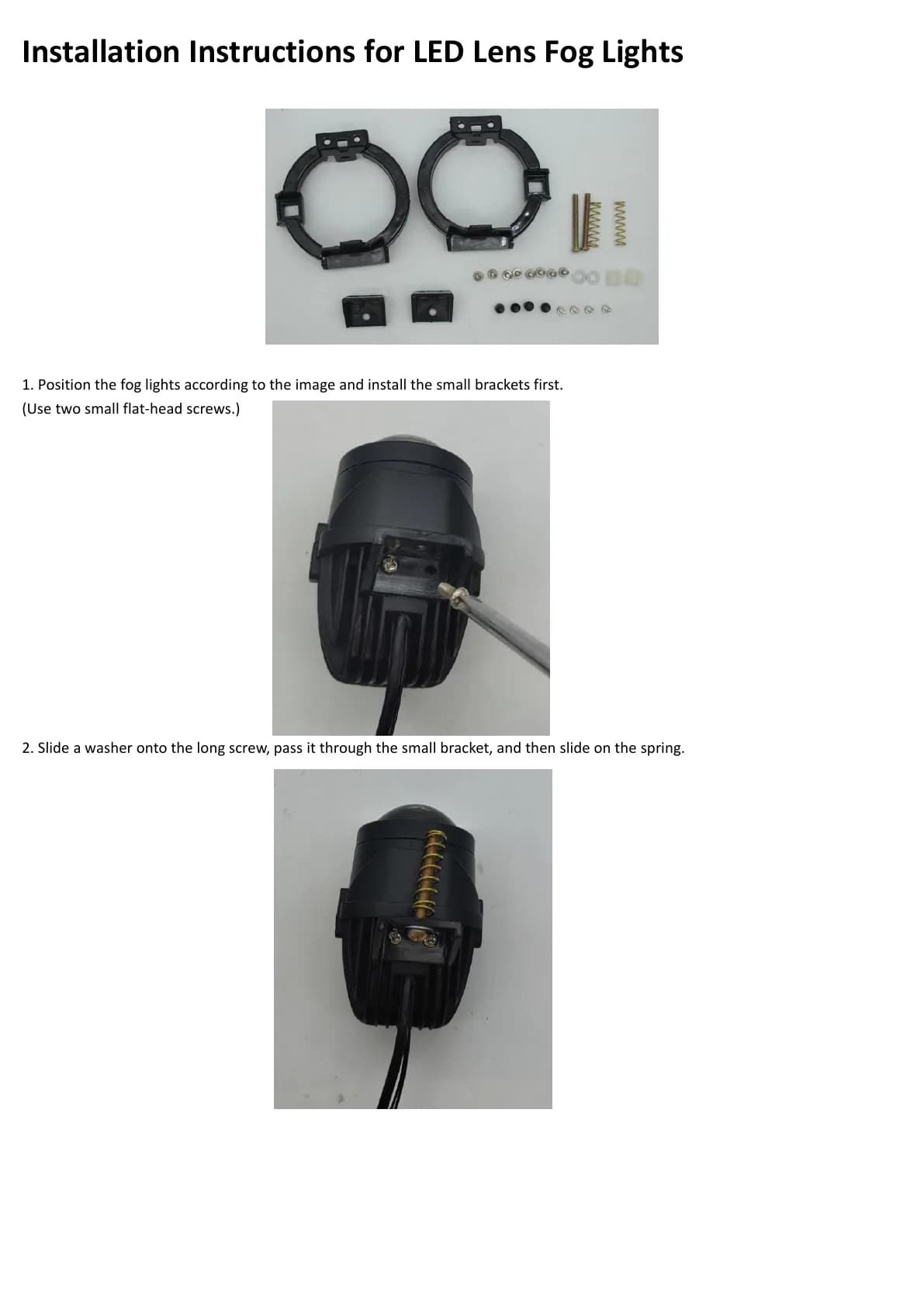MCL3011AYB fog-light bracket parts and assembly steps 1 and 2