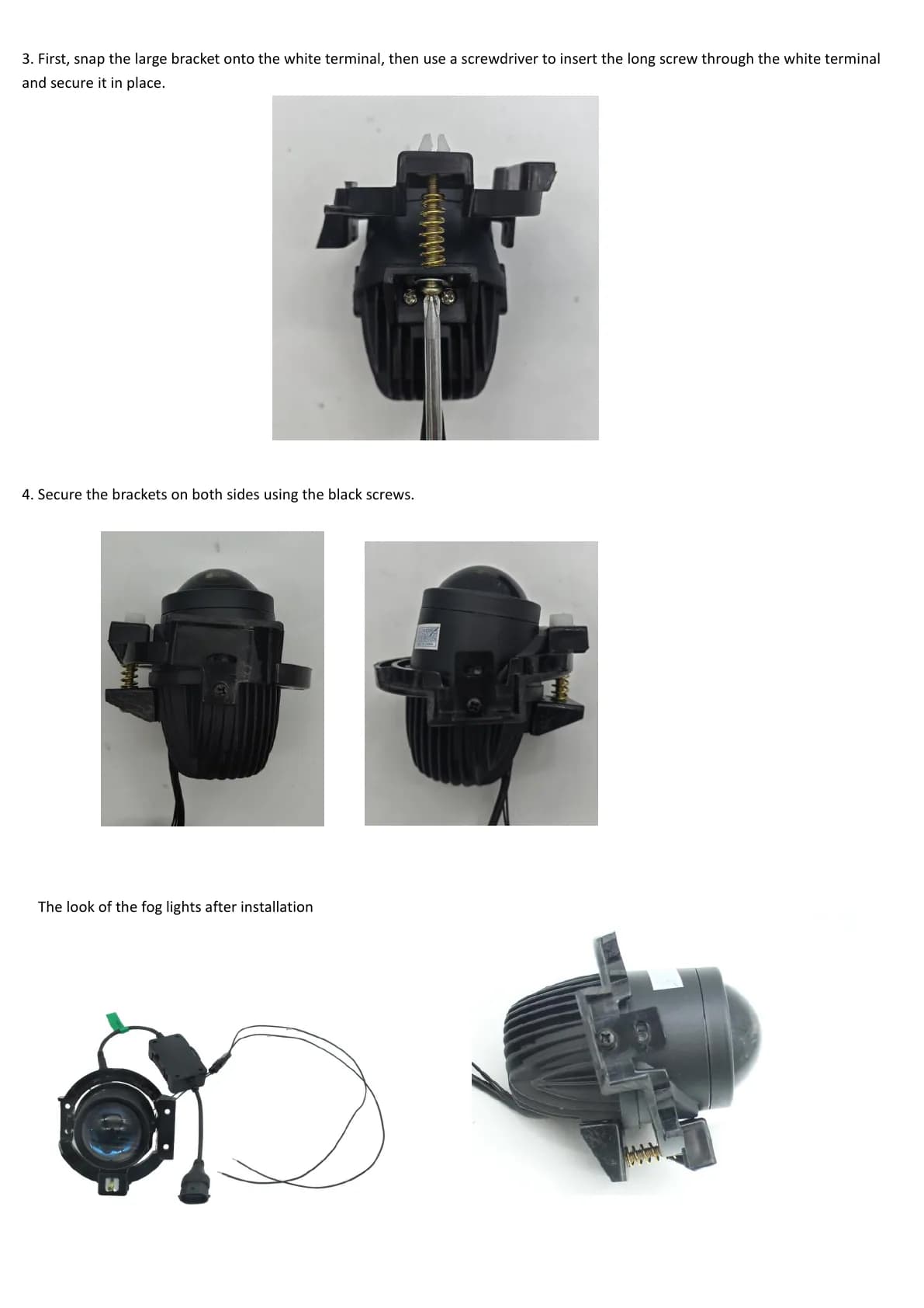 MCL3011AYB large bracket installation and assembled projector fog light
